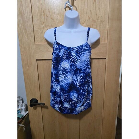Lands End Womens Swim Tank Top Blue Tie-Dye Adjustable Straps Nylon/Spandex Sz 4 - Picture 1 of 5